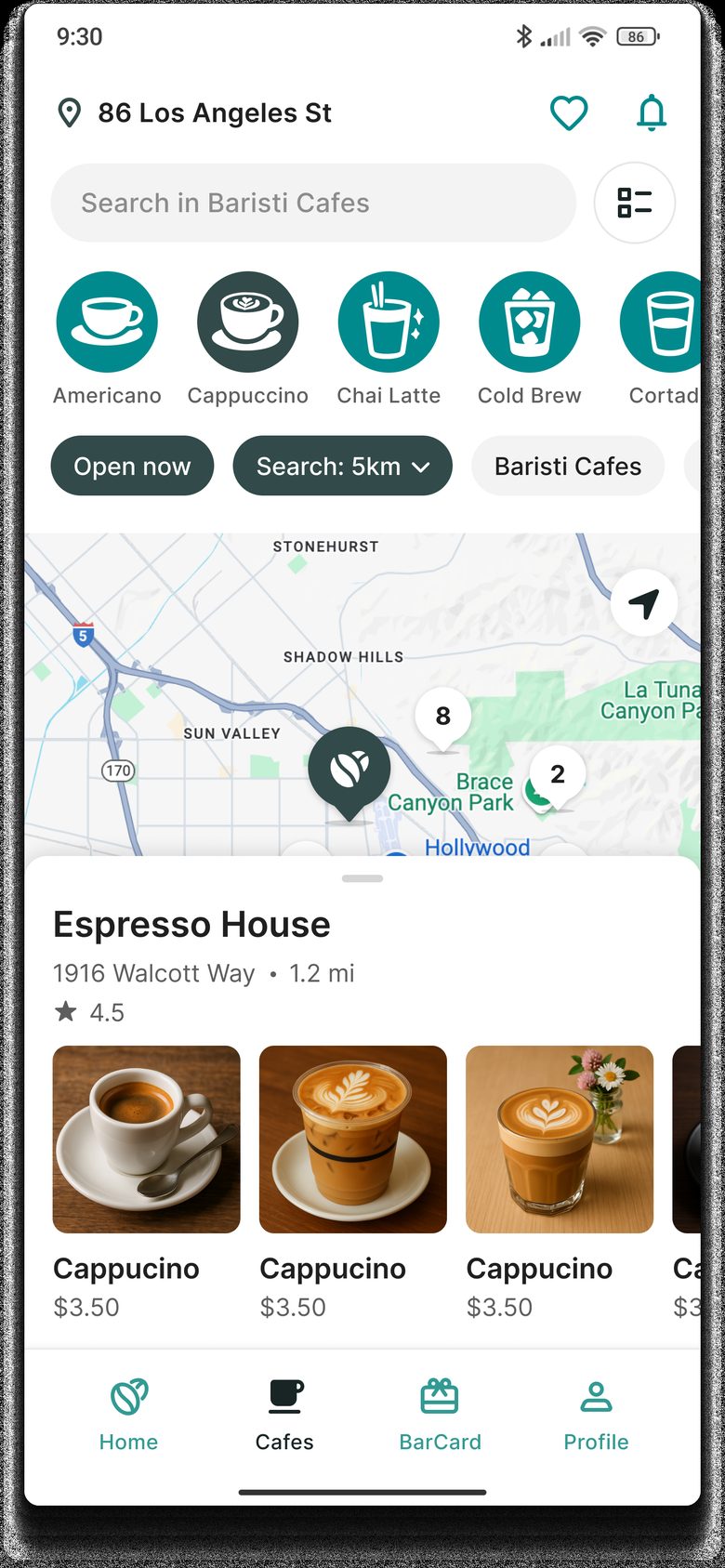 Café on the map