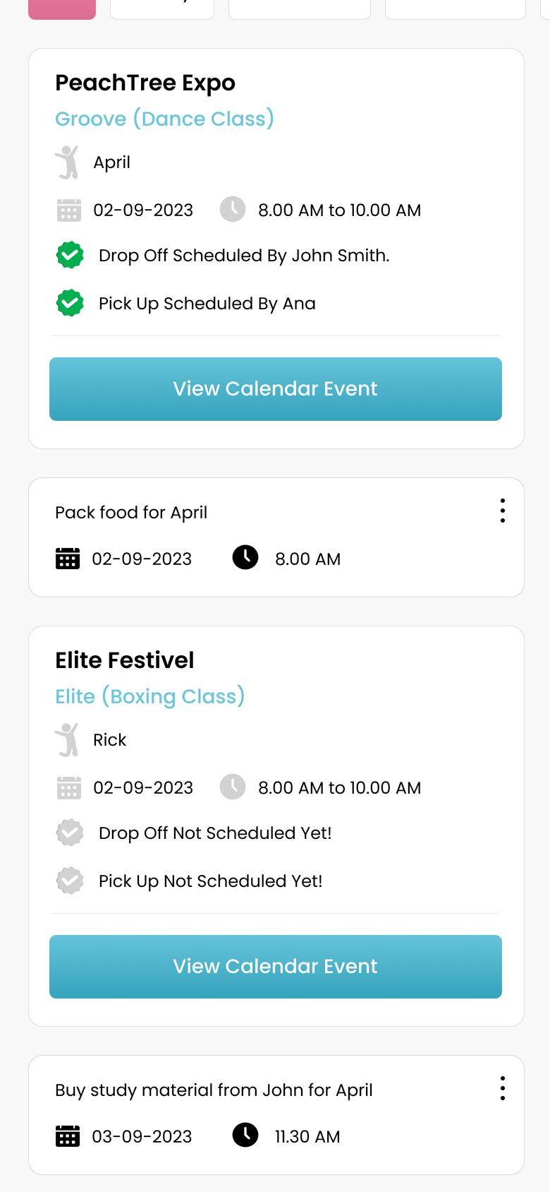 Events by member